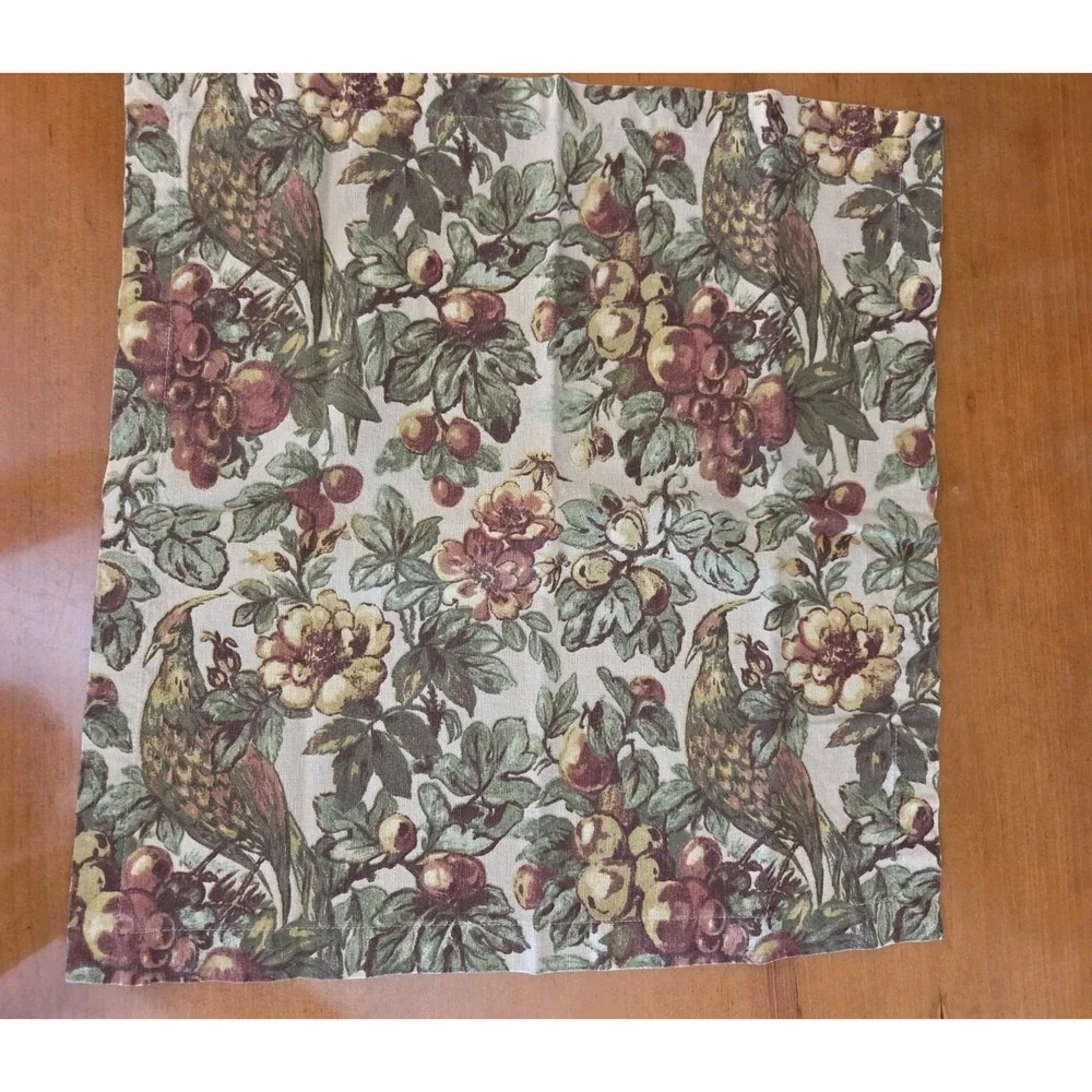 Potterybarn Giorgetta Cloth Napkins Set of 4 Cinnabar Foliage Pheasants Golds